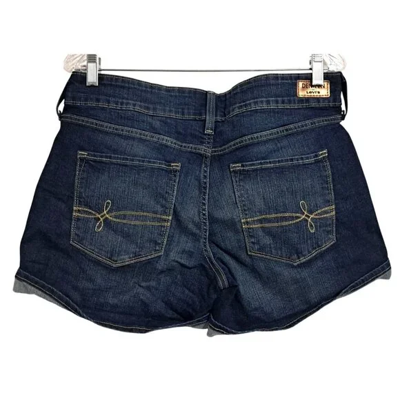 Denizen From Levis Womens Dark Wash Cuffed Denim Shorts Size 10 W30 Blue Stretch - Picture 2 of 11